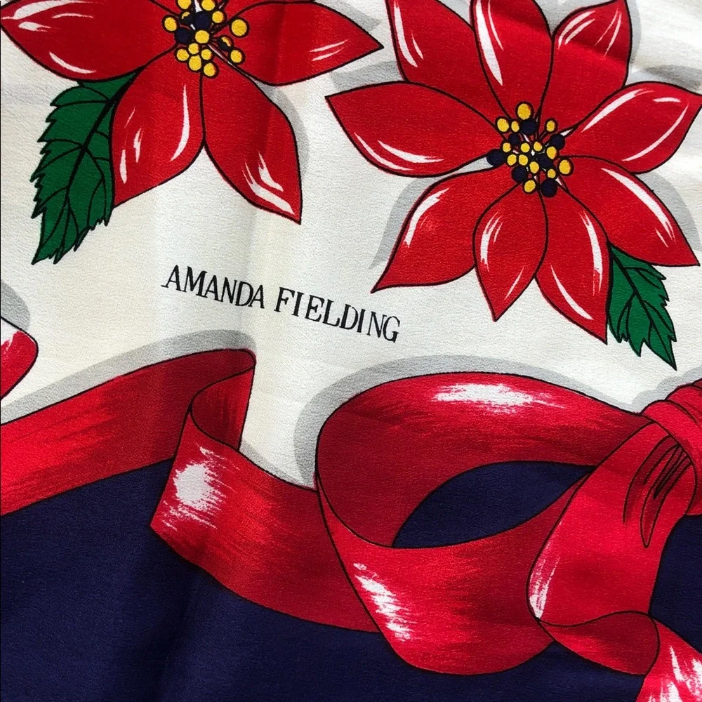 VINTAGE Christmas scarf  100% SILK